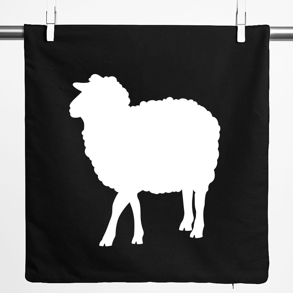 Huuraa Kissenbezug Schaf Silhouette 40x40cm Black Baumwolle Dekokissenbezug Geschenkidee