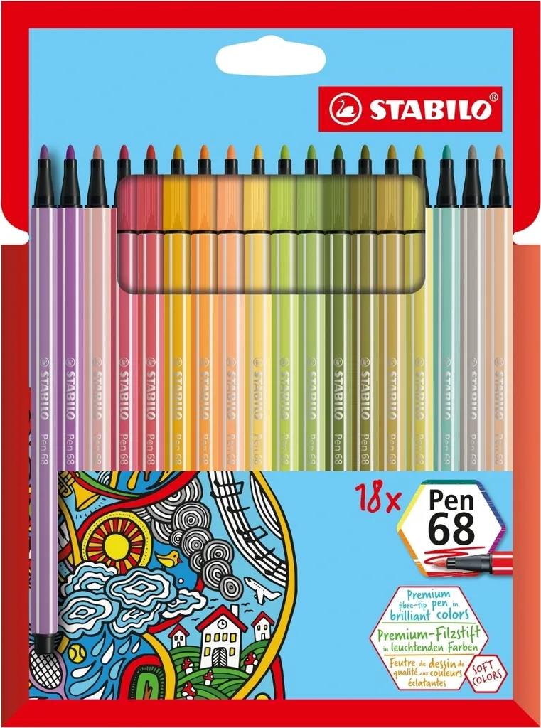 Feutre de coloriage Pen 68 anti-dessèchement 18 couleurs en Lot de 10 boîtes