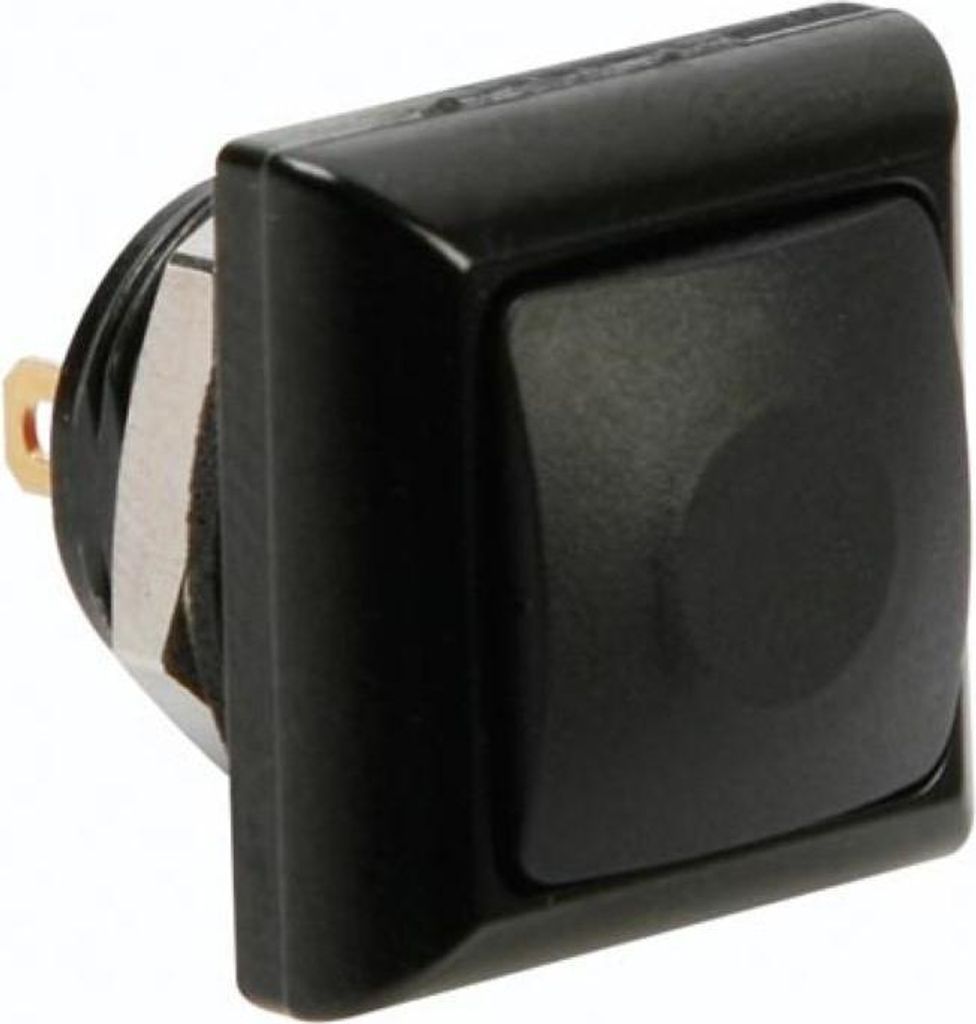 Mini-Drucktaster - Quadratisch - Metall - Schwarze Schutzkappe - 1P Spst Aus-(Ein)