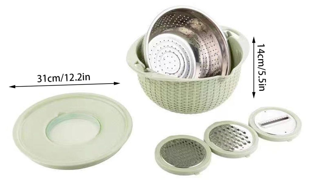 4-in-1-Sieb mit Rührschüssel-Set, Multifunktions-Karotten-Gemüse-Reibe, Obstreiniger, Edelstahl-Siebe für die Küche