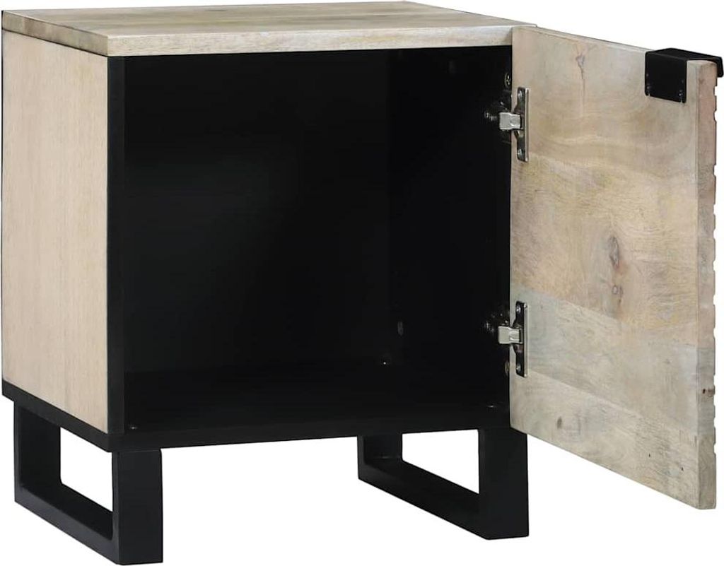 vidaXL Nachttisch Weiß und Schwarz 40 x 33 x 46 cm Massivholz Akazie