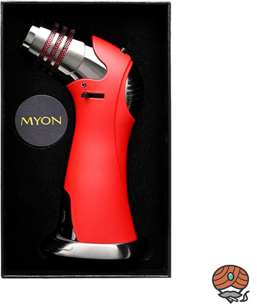 Myon Feuerzeug 5er-Jet Burner Rubber Rot, nachfüllbar