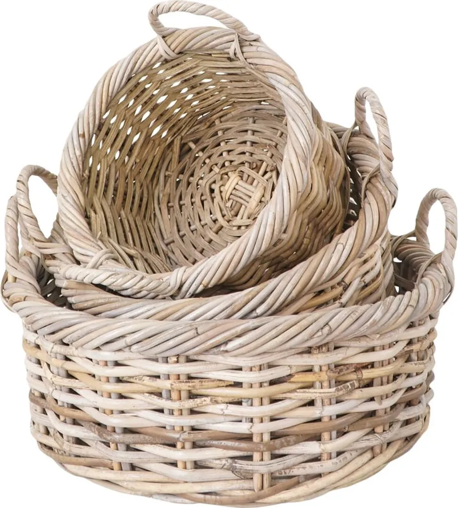Lot de 3 paniers Kuta Rootz en rotin Kubu naturel - 50x50x28 cm