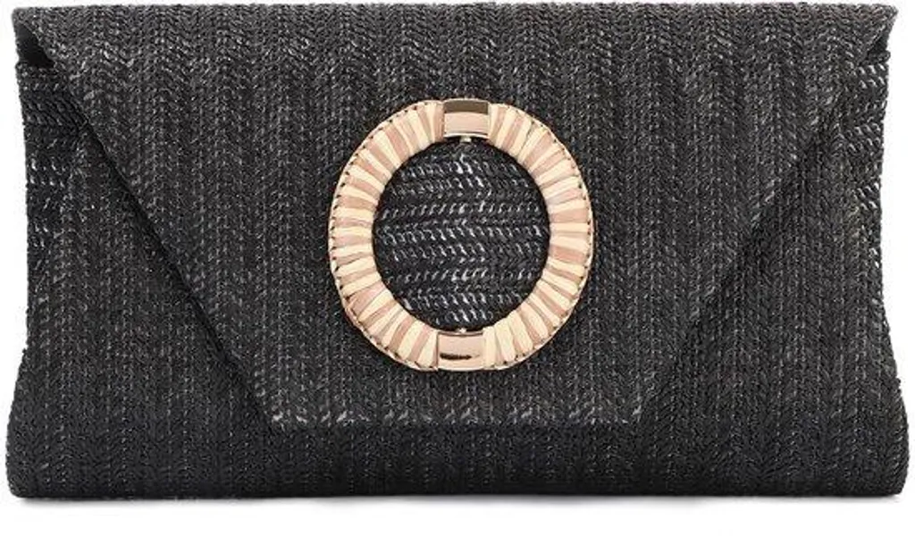 Sac de plage en raphia noir chic fini le sable avec sa doublure zippée