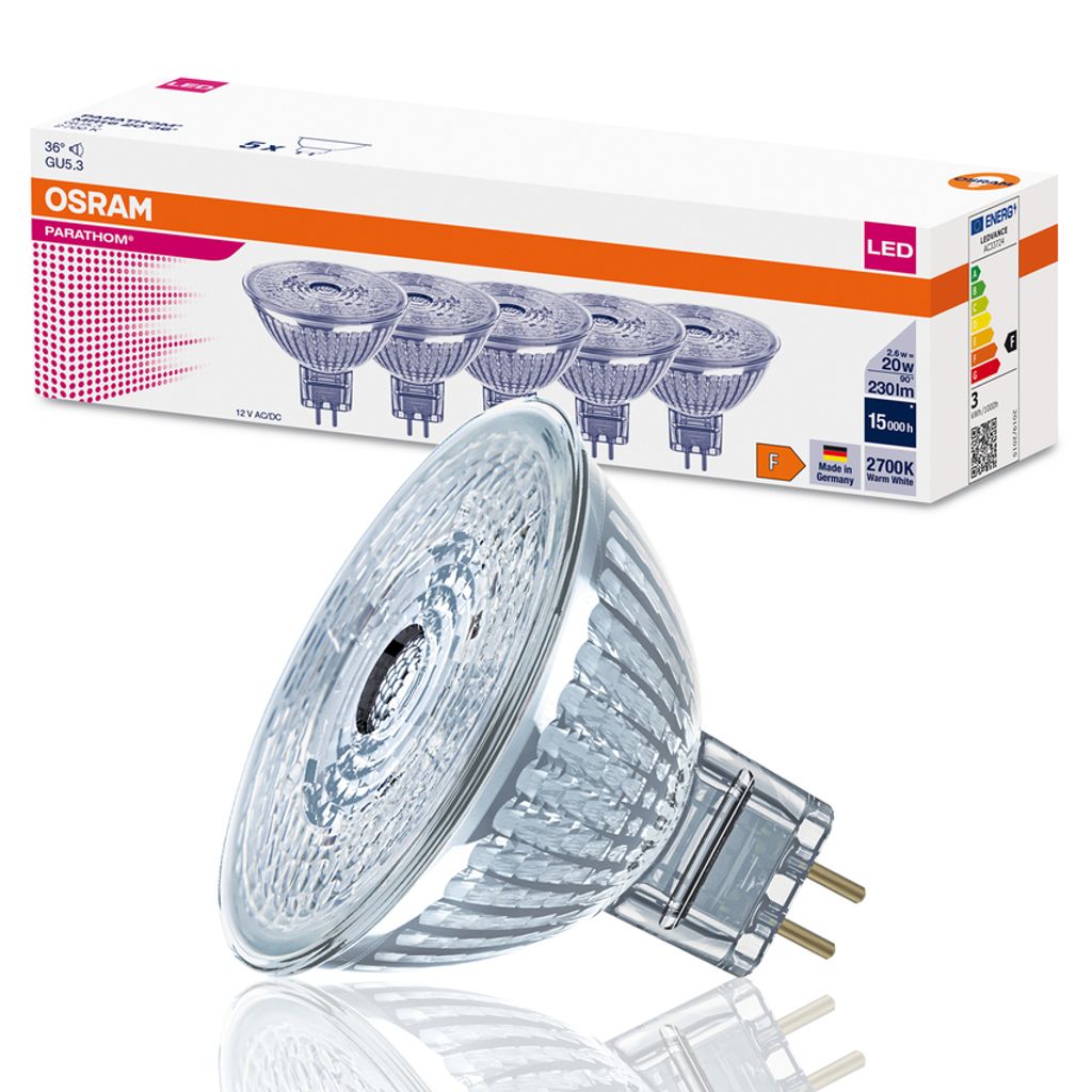 Sada 5x LED žárovka GU5.3 MR16 2,6W =20W 2700K teplá 230lm Obrázek produktu 