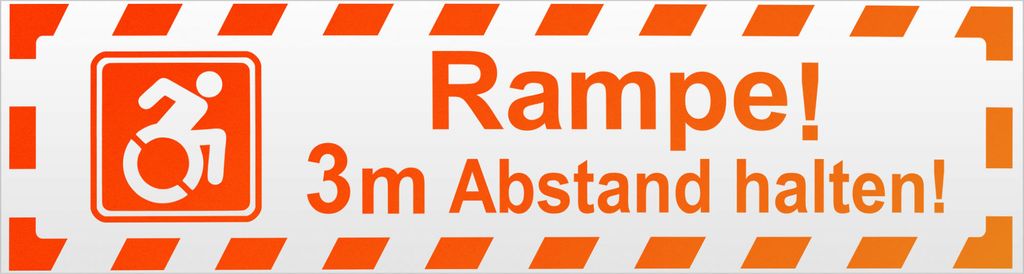 Kiwistar Rampe! Motiv 3m Abstand gestreift Magnetschild Schild magnetisch - 20cm Neonorange - Magnetfolie für Auto PKW Kfz