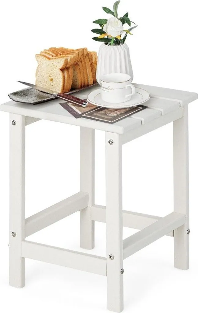 Table d'appoint extérieur durable blanche en PEHD sans entretien 47 cm