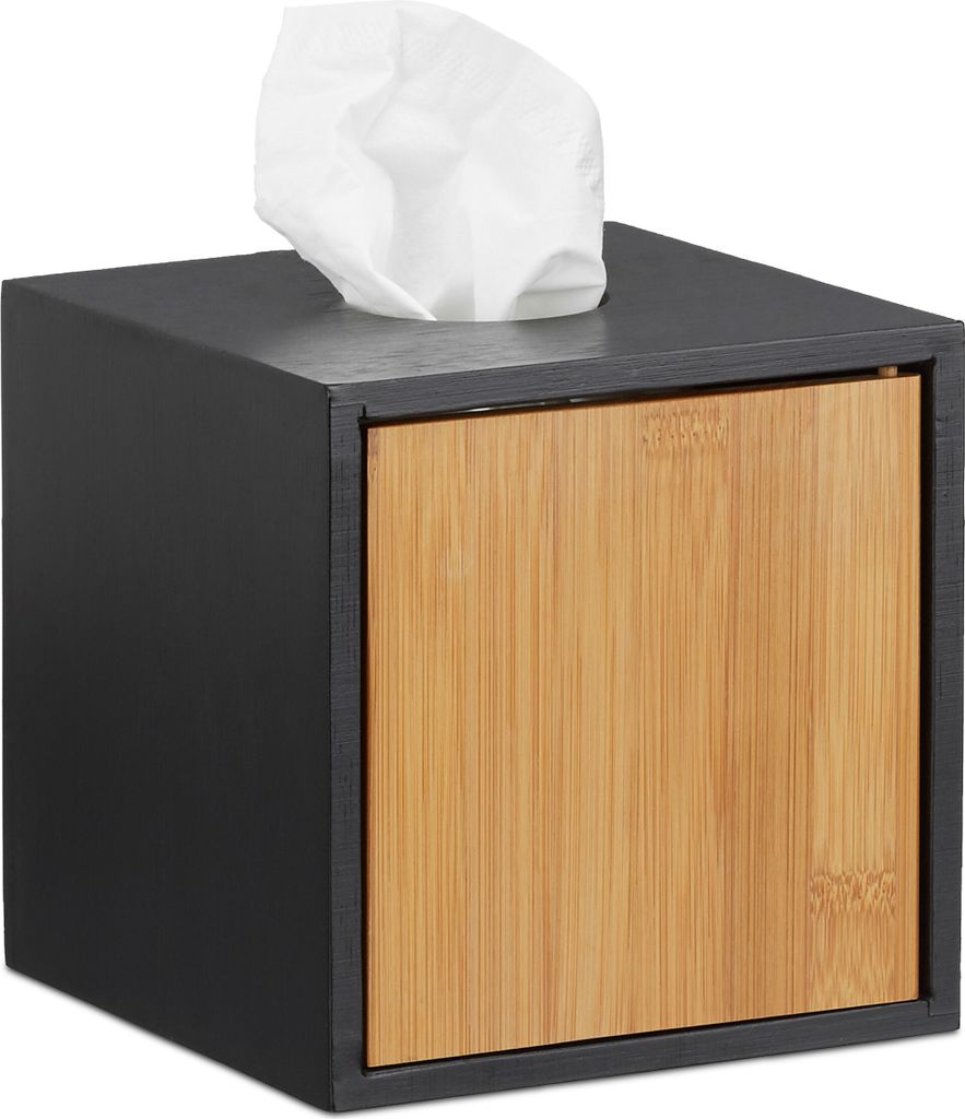 relaxdays Kosmetiktücherbox schwarz Produktbild 