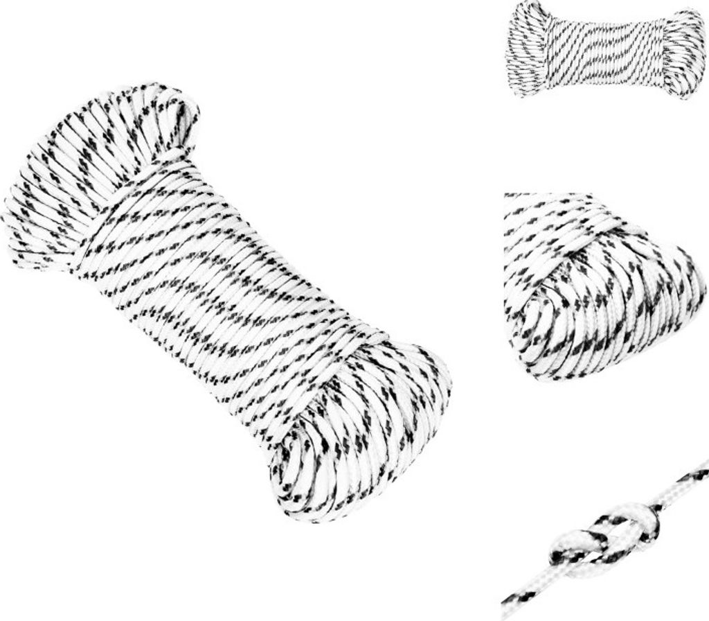 vidaXL Bootsseil Geflochten Weiß 3 mmx250 m Polyester - Seile