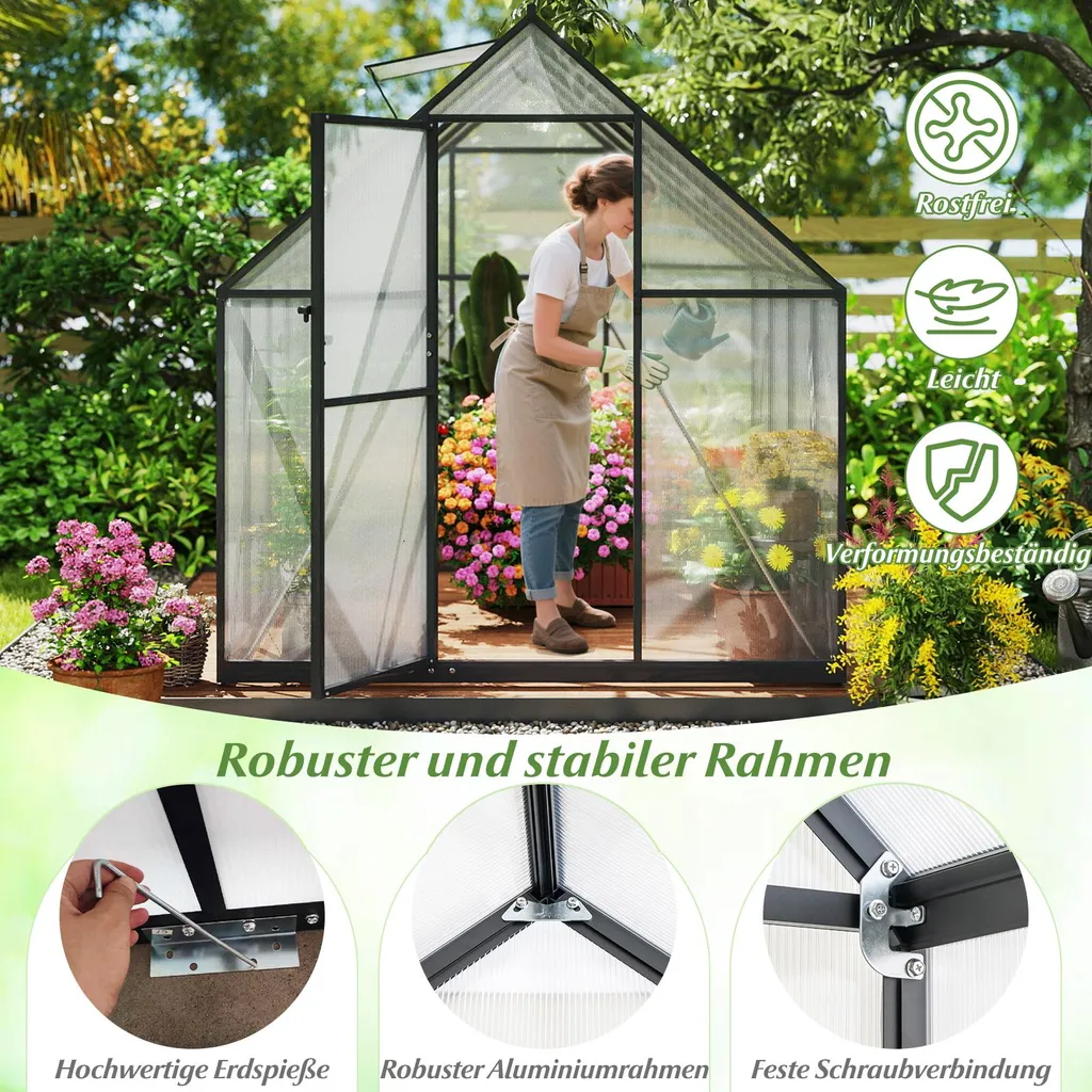 Serre résistante aux intempéries avec fenêtre réglable et porte fluide - 7