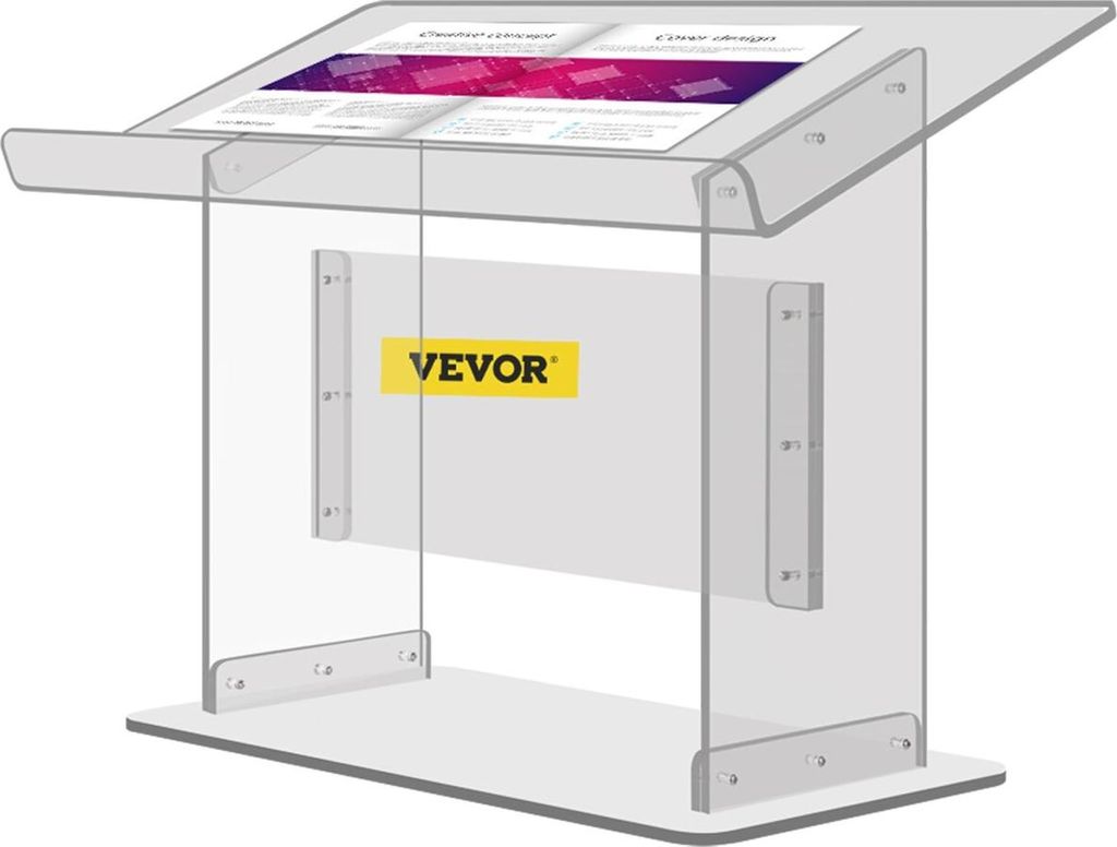 Tabletop Acrylic Podium 19.5" Tall Plexiglass Podium 27"x13.7" Table Acrylic Pulpits for Churches Slanted Surface with Lip for Book Holder Clear Le...