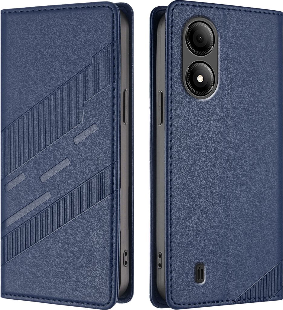 Hülle für ZTE Blade A33S, Kunstleder Brieftaschen Handyhülle mit Kartenfach und Standfunktion Blau