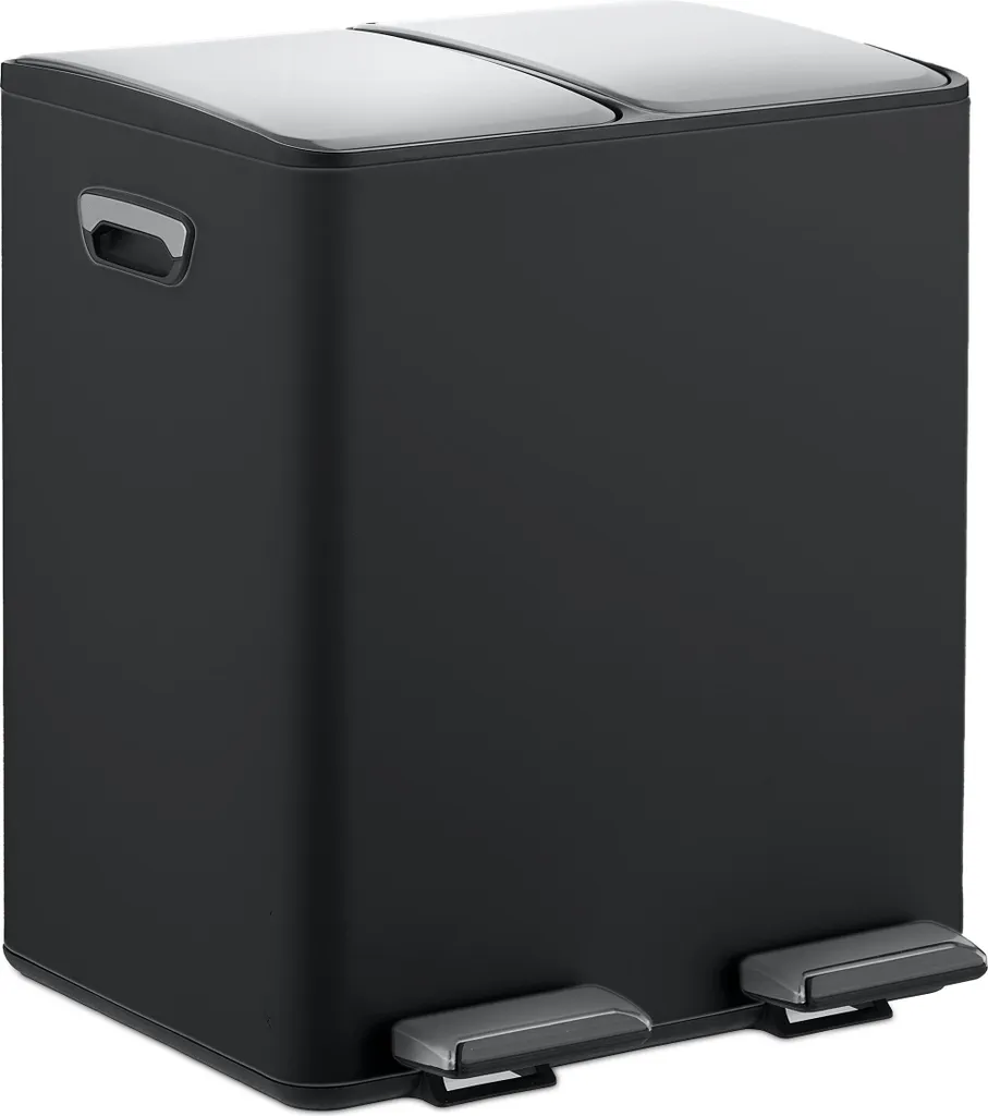 Relaxdays Poubelle de Cuisine 2x15L - Système de Tri Sélectif Double