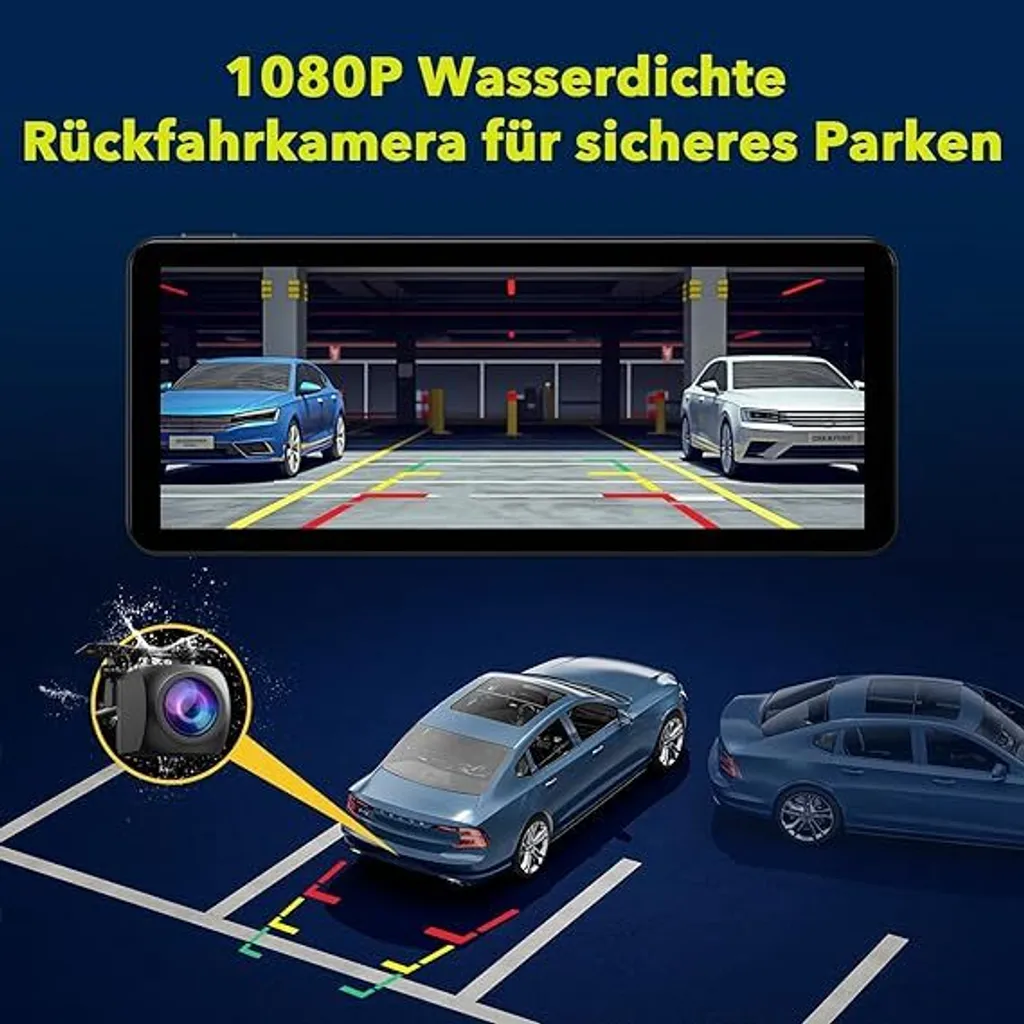Autoradio Portable 6.86 pouces avec Dashcam Avant 2.5K et Caméra de Recul