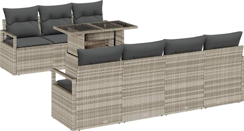 "SALE 2026"Gartensofa-Set - Outdoor-Lounge-Set - mit Speicher 8er Set,multifunktional& Moderne - Hellgrau Poly-Rattan - Gartengarnitur - Gartensofa...