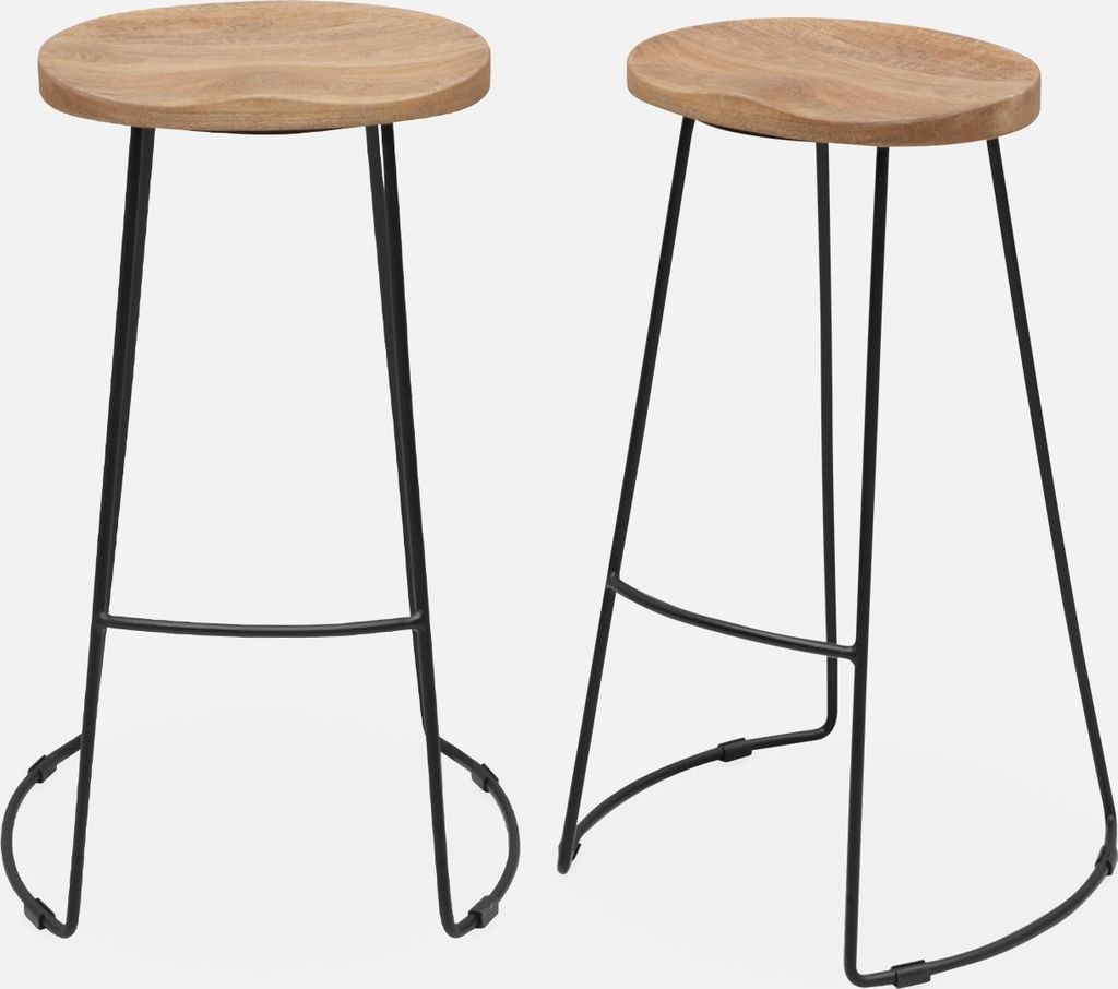 Two bar stools are shown against a white background.