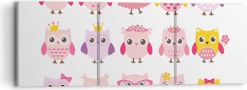 Bild auf Leinwand - Leinwandbild - Eule süß spaß dekoration - 90x30cm - Wand Bild - Wanddeko - Leinwanddruck - Bilder - Kunstdruck - Wanddekorat...
