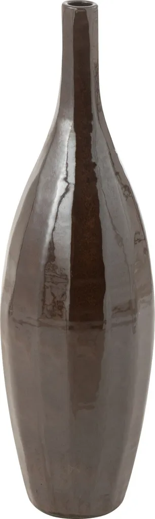 Vase bouteille Teraa marron brillant J-Line pour fleurs séchées