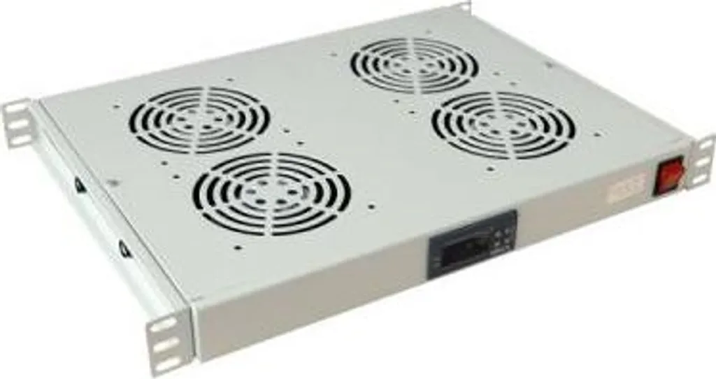 Panneau de Ventilation 4 Fans pour Rack 19 pouces 1U Gris avec Câble