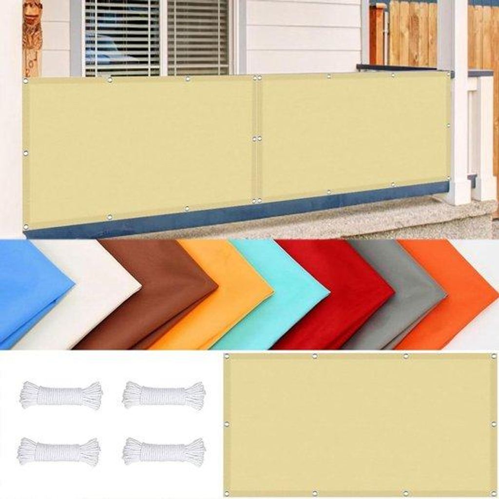 Balkon-Schutzscheibe - Hekwerk-Schirm - 90% Schatten - 200x600 cm - Creme