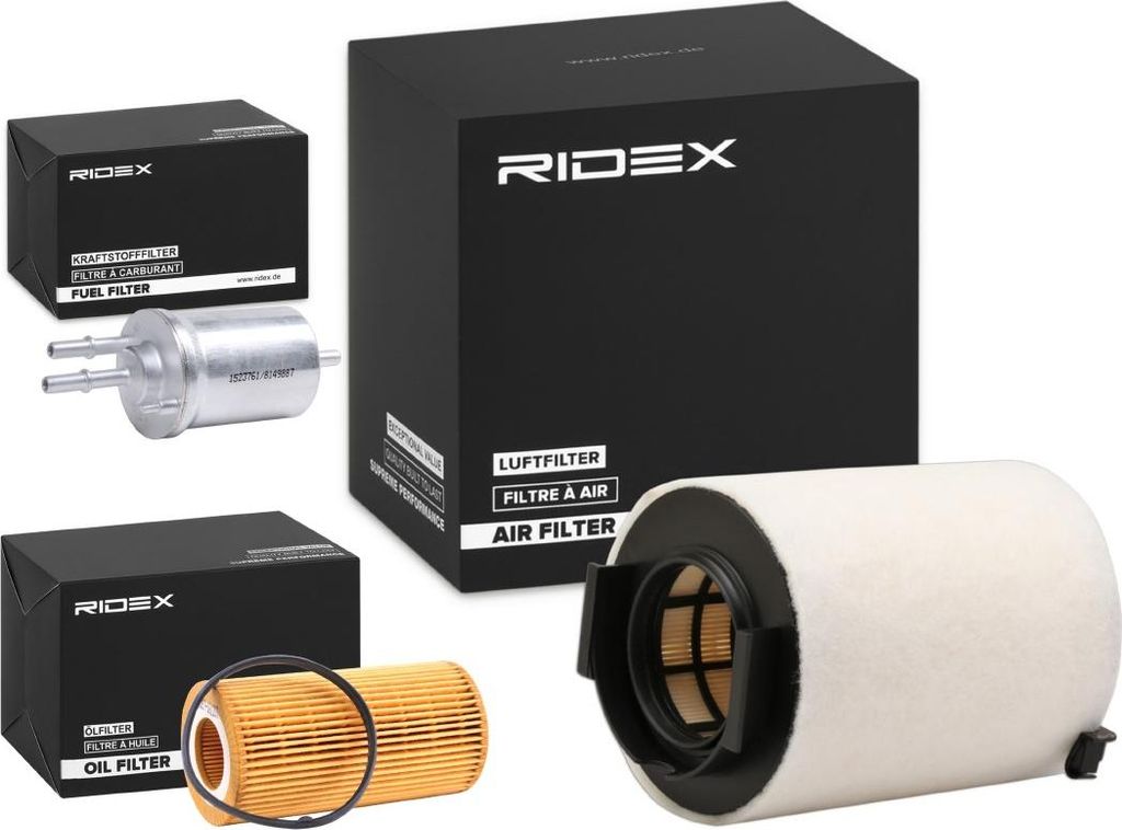 RIDEX Filterset Inspektionspaket Filtersatz für VW Golf V Schrägheck (1K1) TOURAN (1T1, 1T2) GOLF PLUS (5M1, 521) Eos (1F7, 1F8) Jetta Mk5 (1K)