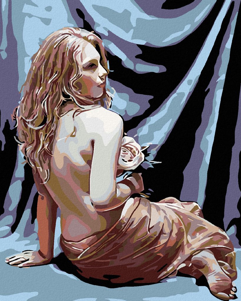 Zuty - Malen nach Zahlen - SITZENDE FRAU MIT ROSE, 40x50 cm, ohne Keilrahmen