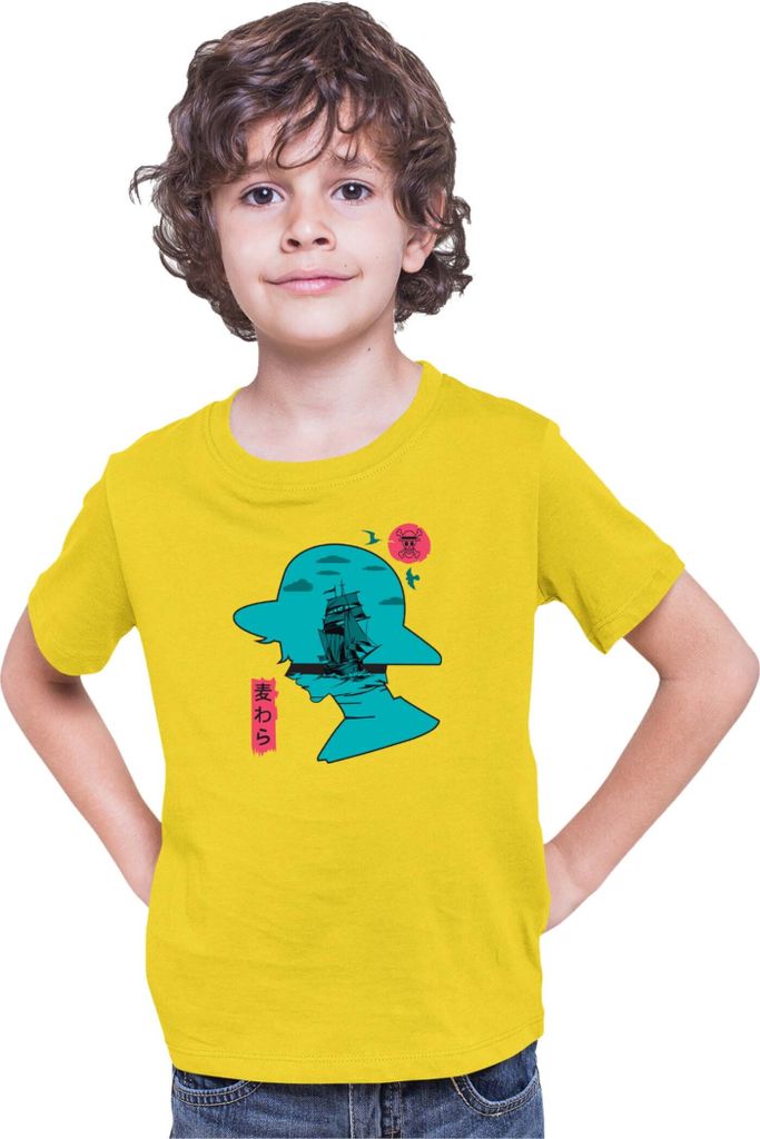 Kinder T-Shirt Japan Anime Manga One Manga Piece Anime Luffy 07 Thousand Sunny, 7-8 Jahr - 128 / Gelb