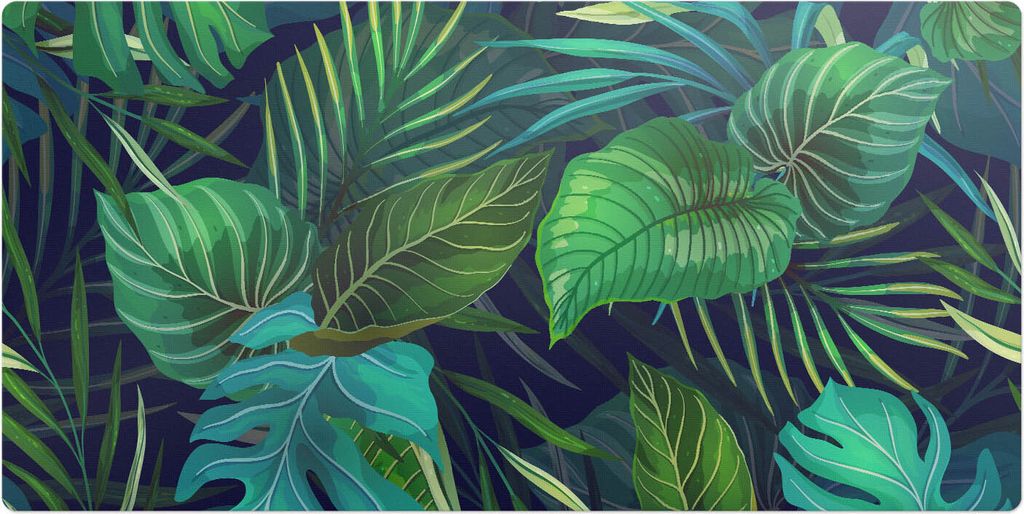 Tropische Blätter– Schreibtischunterlage – Schreibtisch Tischunterlage – 100x50 cm – Unterlage Groß Schreibtischmatte