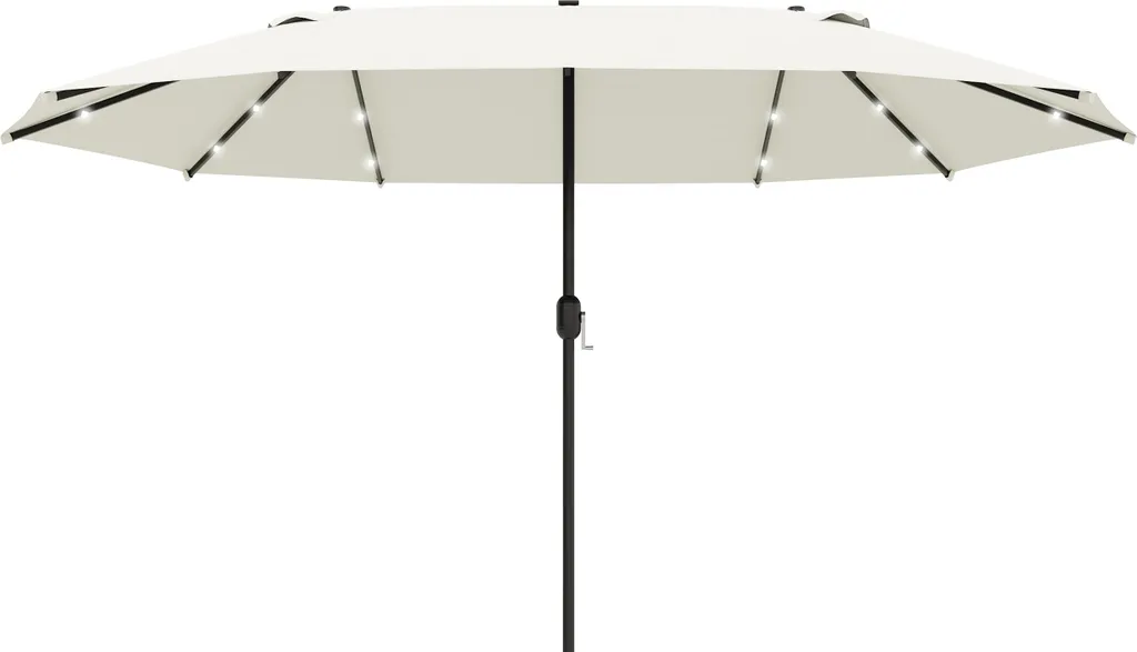 Parasol Double Fortuna Lai avec LED 440x256cm Blanc Crème Jardin