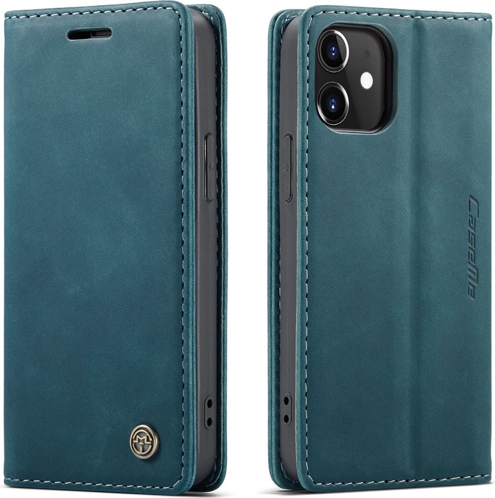 iPhone 12 Mini Hülle, LaimTop Retro Kunstledertasche mit Standfunktion Schutzhülle für iPhone 12 Mini Blau