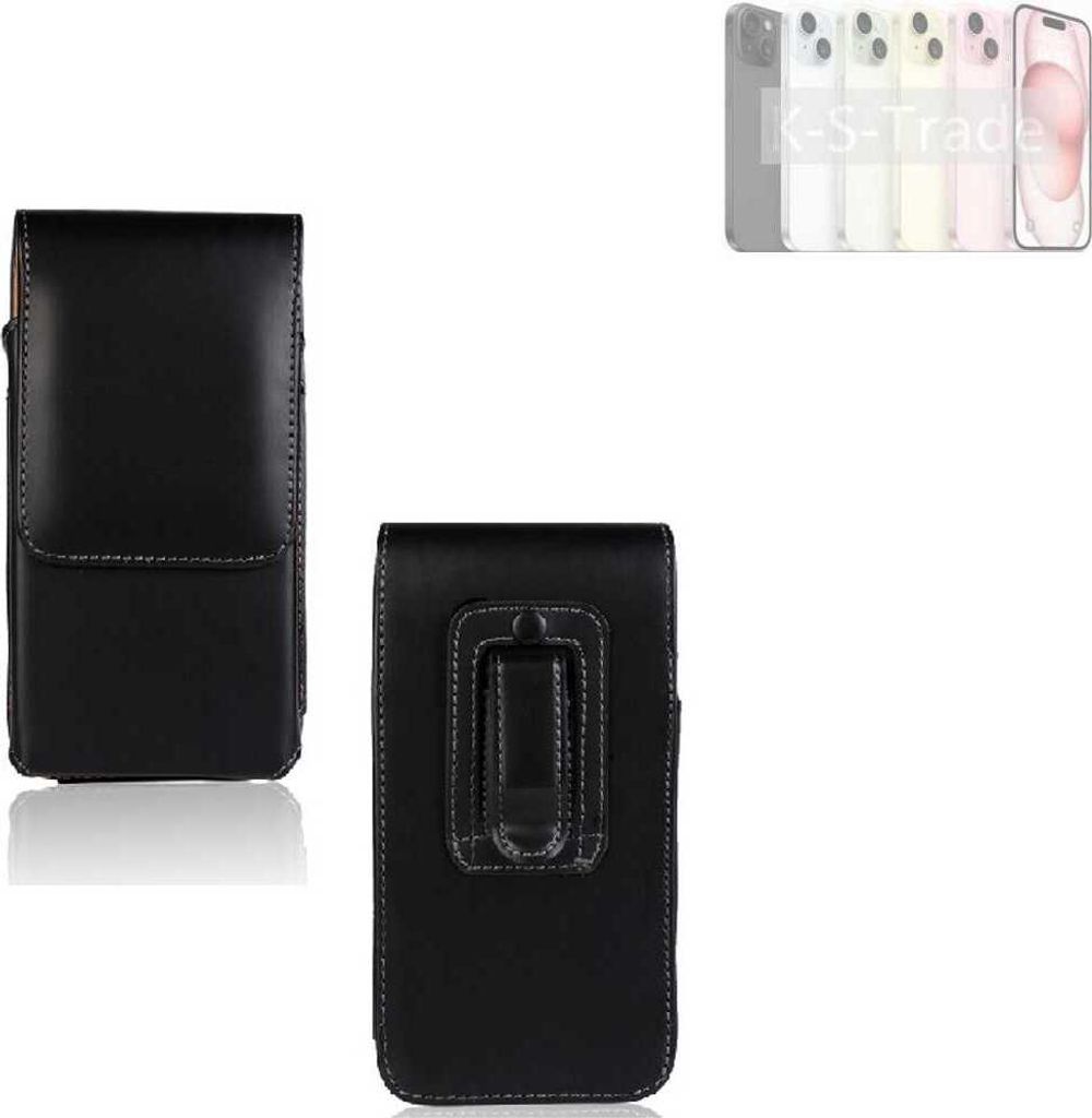 K-S-Trade Gürteltasche kompatibel mit Apple iPhone 15 Schutz Hülle Handy Hülle mit Magnetverschluss Holster in schwarz