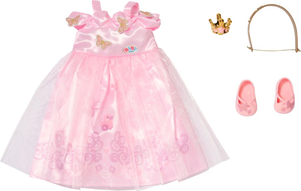 BABY born Deluxe Prinzessin, Prinzessinnenkleid mit Krone, Haarband und Schuhen fr 43 cm Puppen, 834169 Zapf Creation