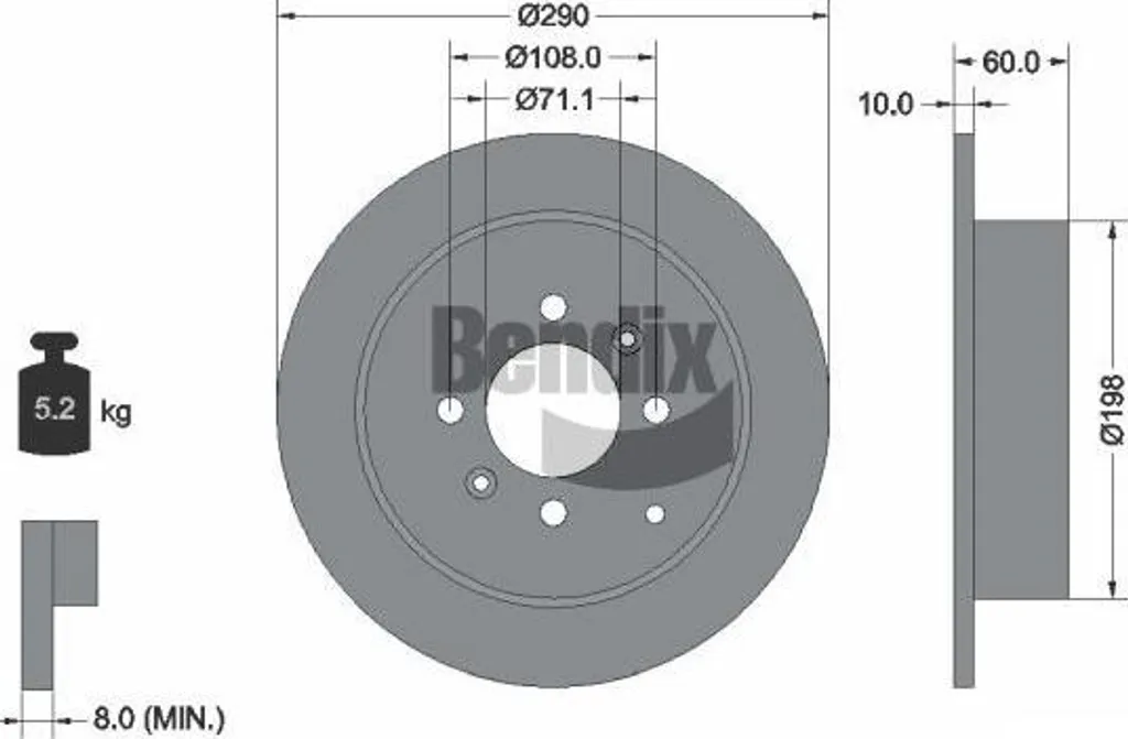 Disque de frein avant BENDIX BDS1235 qualité constructeur 4246T6
