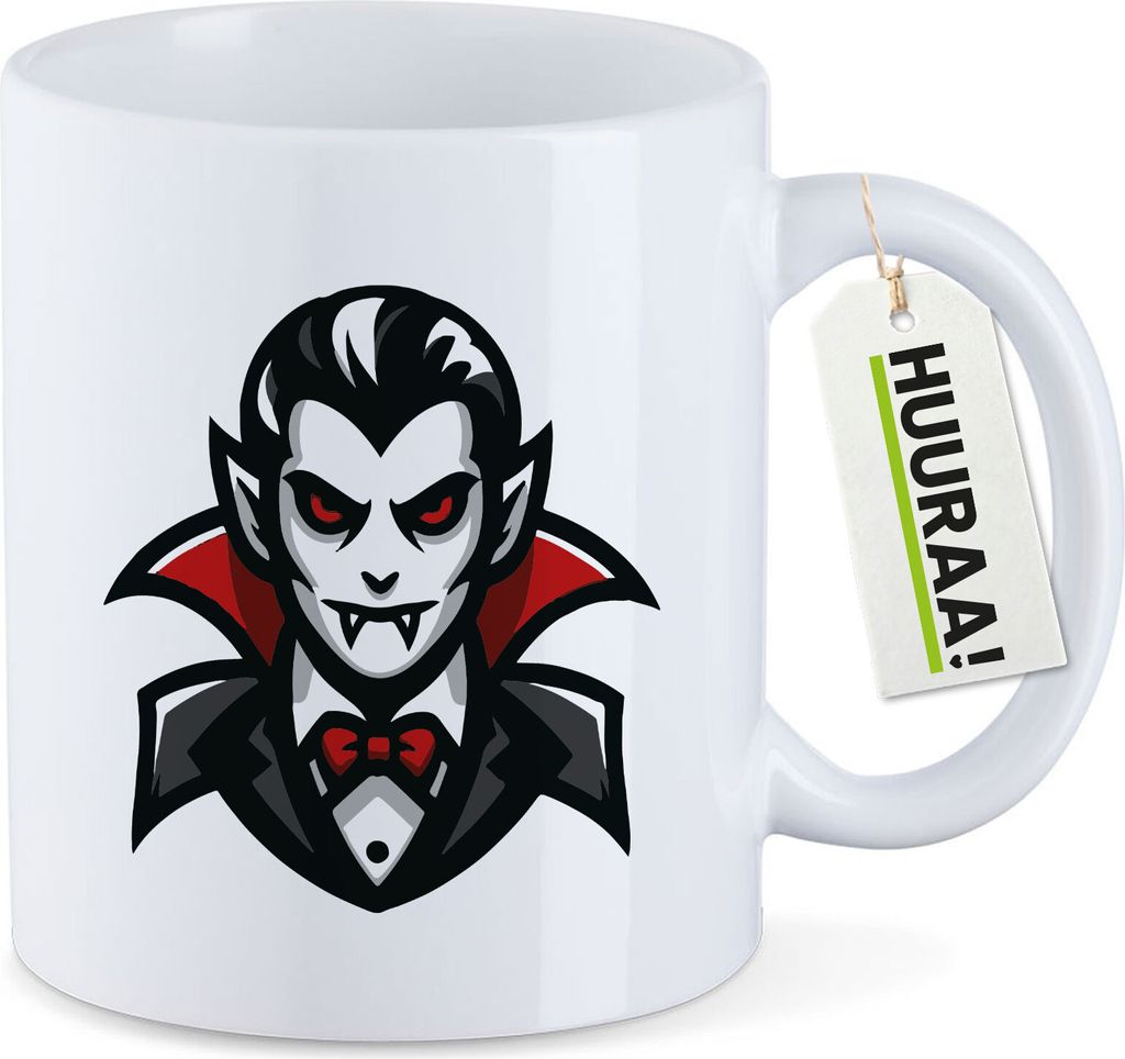 Huuraa Kaffeetasse Vampir Fabelwesen 330ml Weiß Keramik Kaffeebecher Geschenkidee