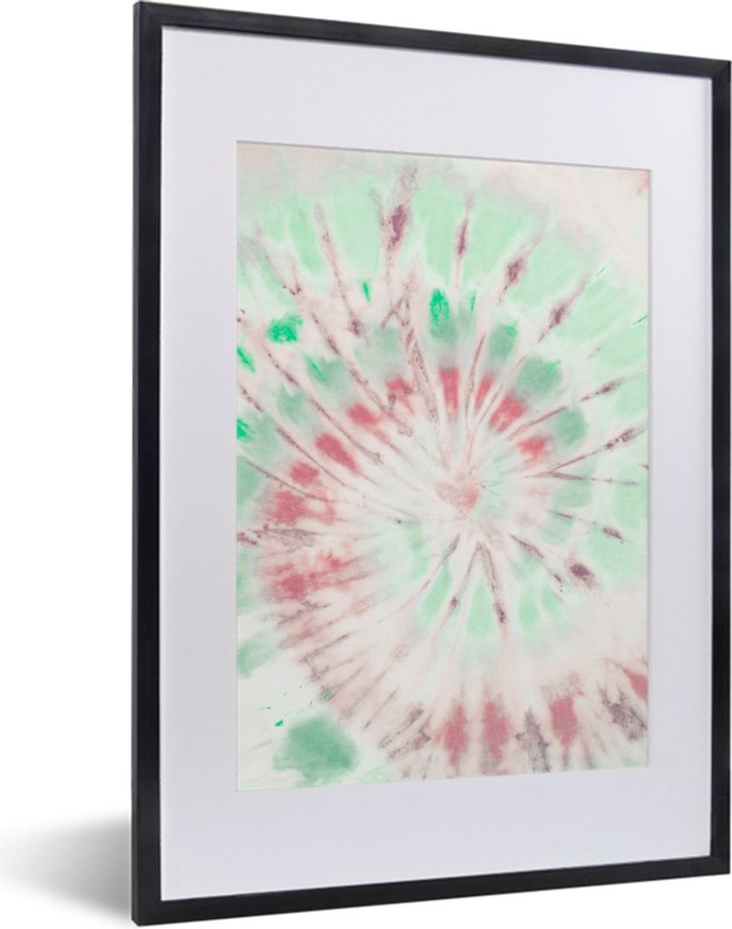 MuchoWow Gerahmtes Poster Krawattenfärbung - Muster - Rosa 30x40 cm - Poster mit Schwarzem Bilderrahmen Wandposter Rahmen Foto Bilder - Wandpost...