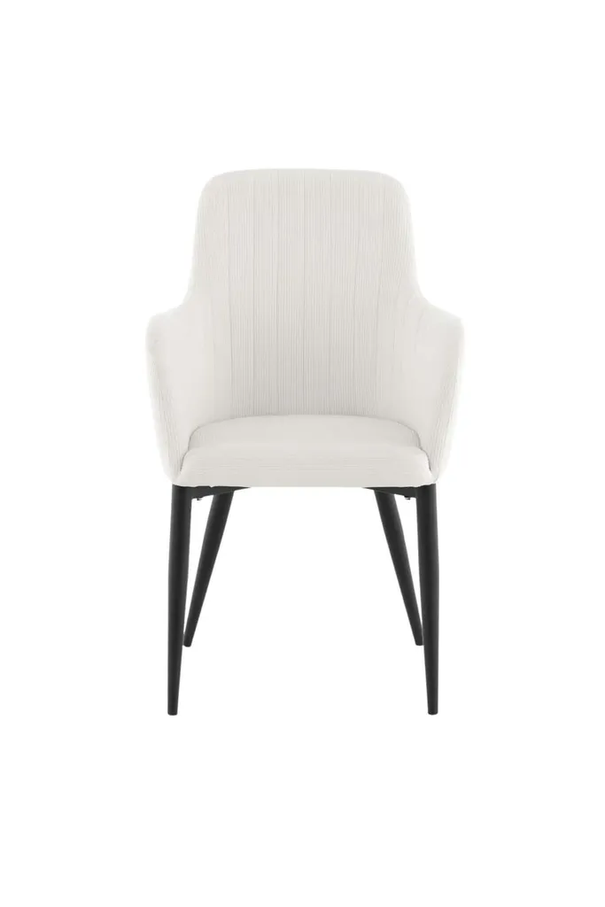 Chaise avec accoudoirs pour salle à manger en velours blanc doux Comfort