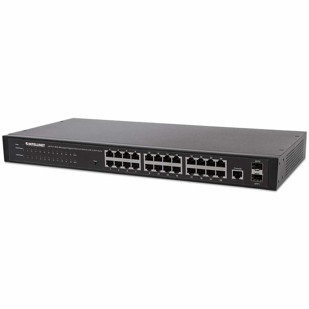Switch 24 Ports Gigabit pour Baie de Brassage et Liaison Fibre SFP