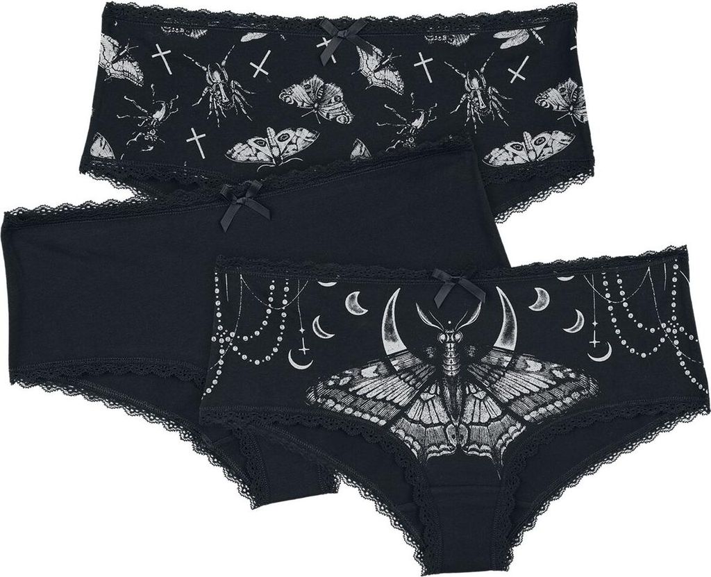 Gothicana by EMP Damen Schwarzes Panty-Set mit Prints M Produktbild 