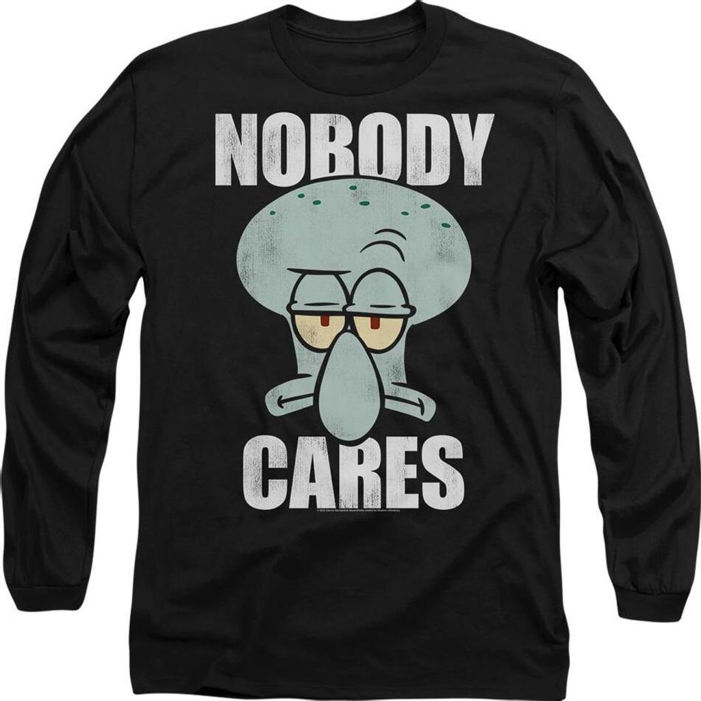 SpongeBob SquarePants - "Nobody Cares Meme" T-Shirt für Herren/Damen Uni TV10727 (XXL) (Schwarz)