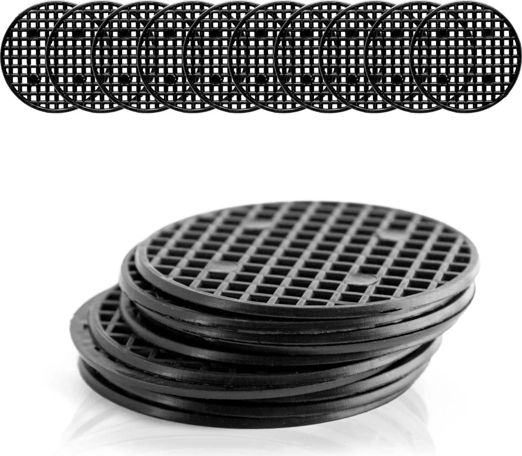 Set von 10 Kunststoff schwarz Drainage-Gitter Abdecknetzen für Bonsai-Schalen, Blumentöpfe oder Pflanzkästen - Durchmesser 55 cm