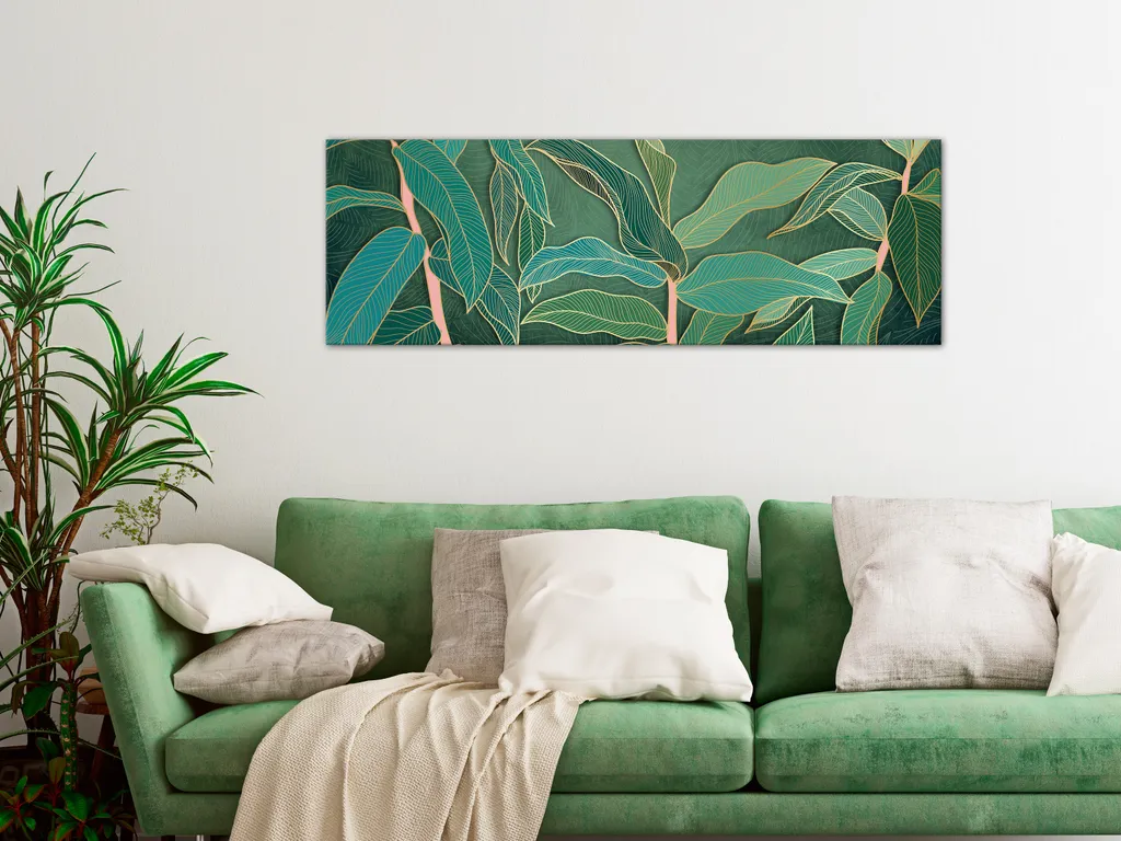 Quadro in tessuto non tessuto - Vedute esotiche (1 parte) foglie strette 150x50 cm b-C-0757-b-a - 5