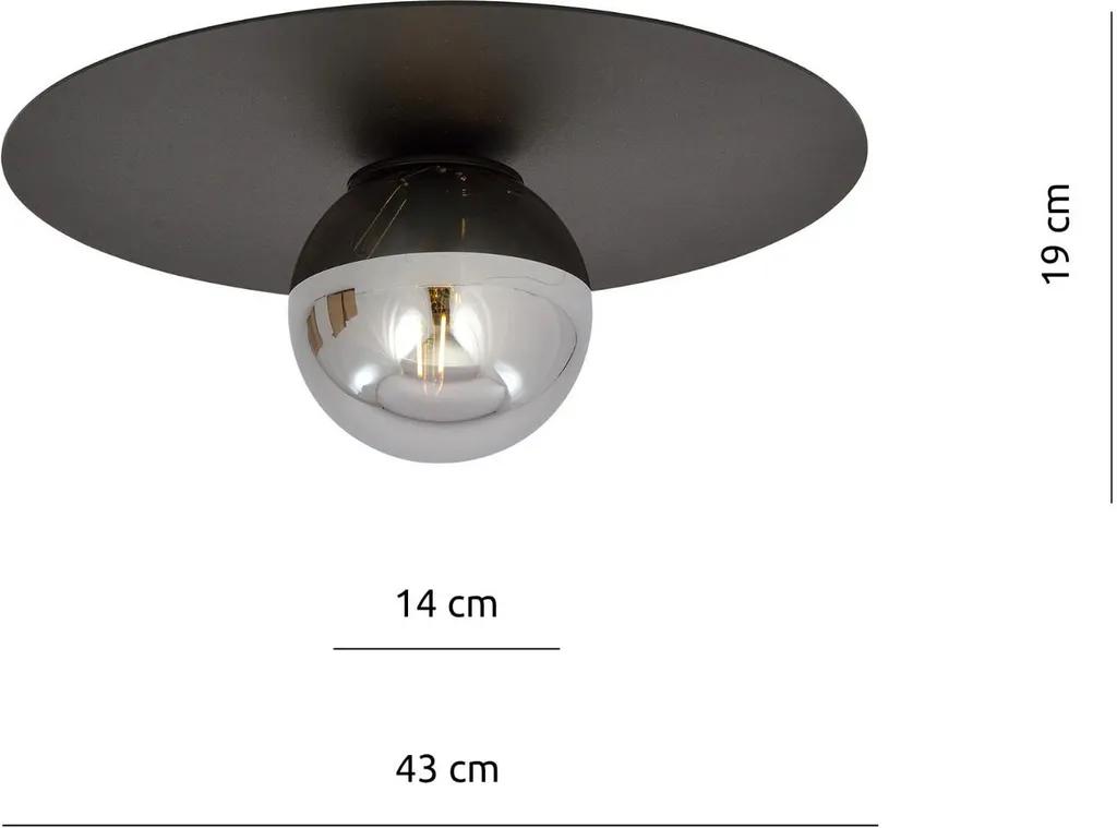 Plafonnier Industriel Noir et Graphite SOLAR 1 - Design Acier E14 - 4