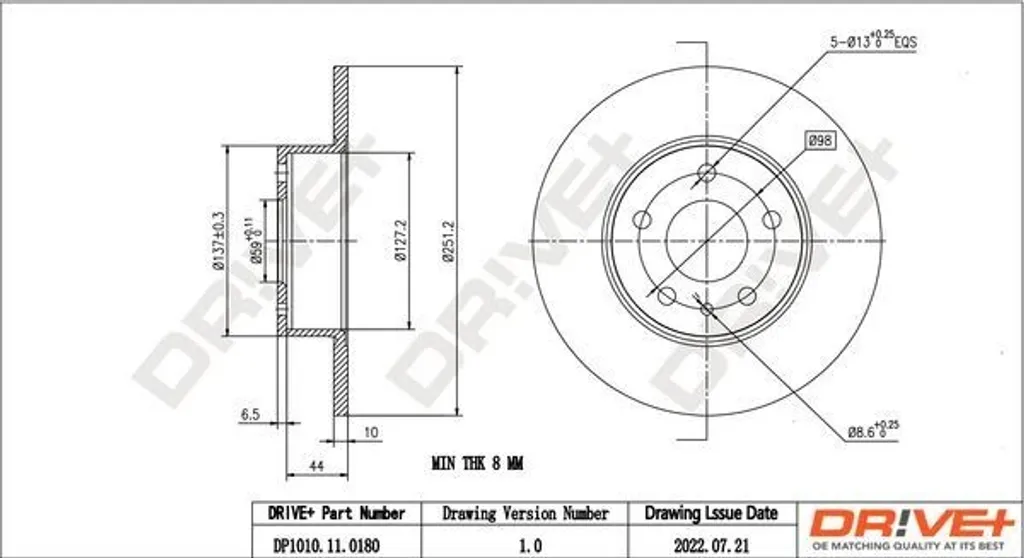 Disque de Frein DP1010.11.0180 Haute Résistance pour Essieu Arrière Alfa