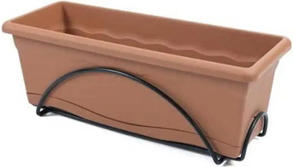 Blumenkasten Terracotta 50x20cm mit Untersetzer und Balkonhalterung Blumenkübel