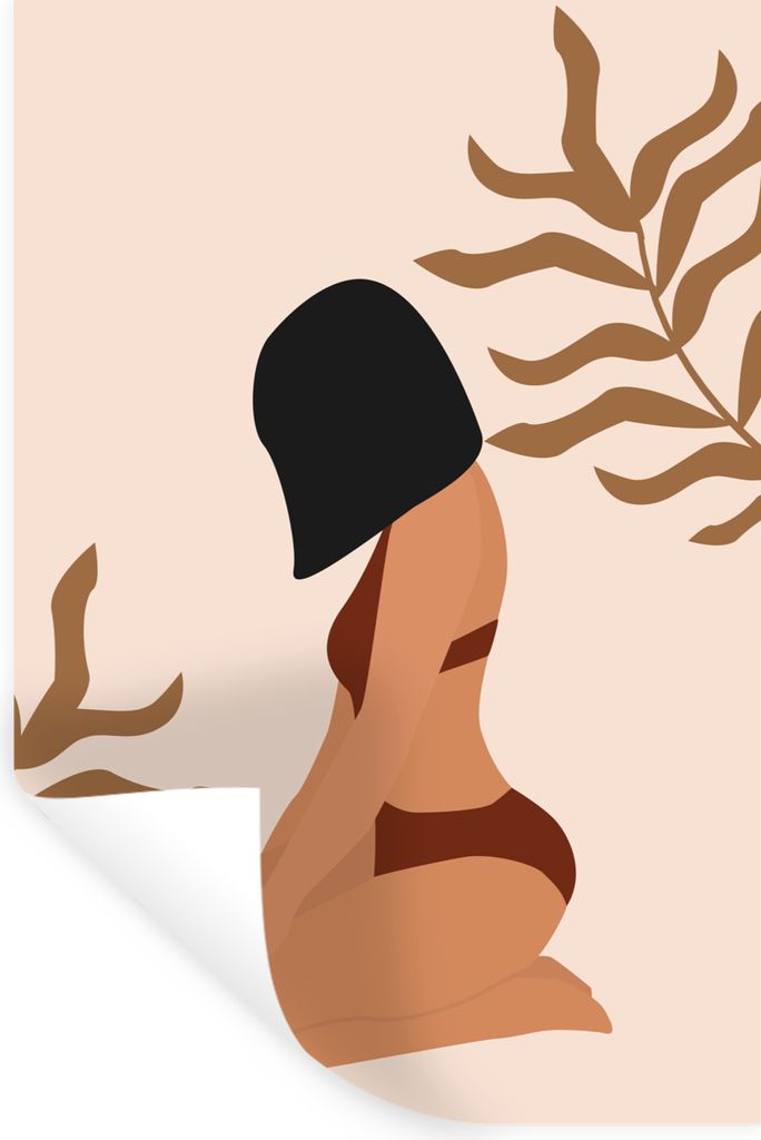 MuchoWow Wandtattoo Wandsticker Wandaufkleber Sommer - Frau - Bikini 40x60 cm Selbstklebend und Repositionierbar - Wierderverwendbar - Selbstklebend