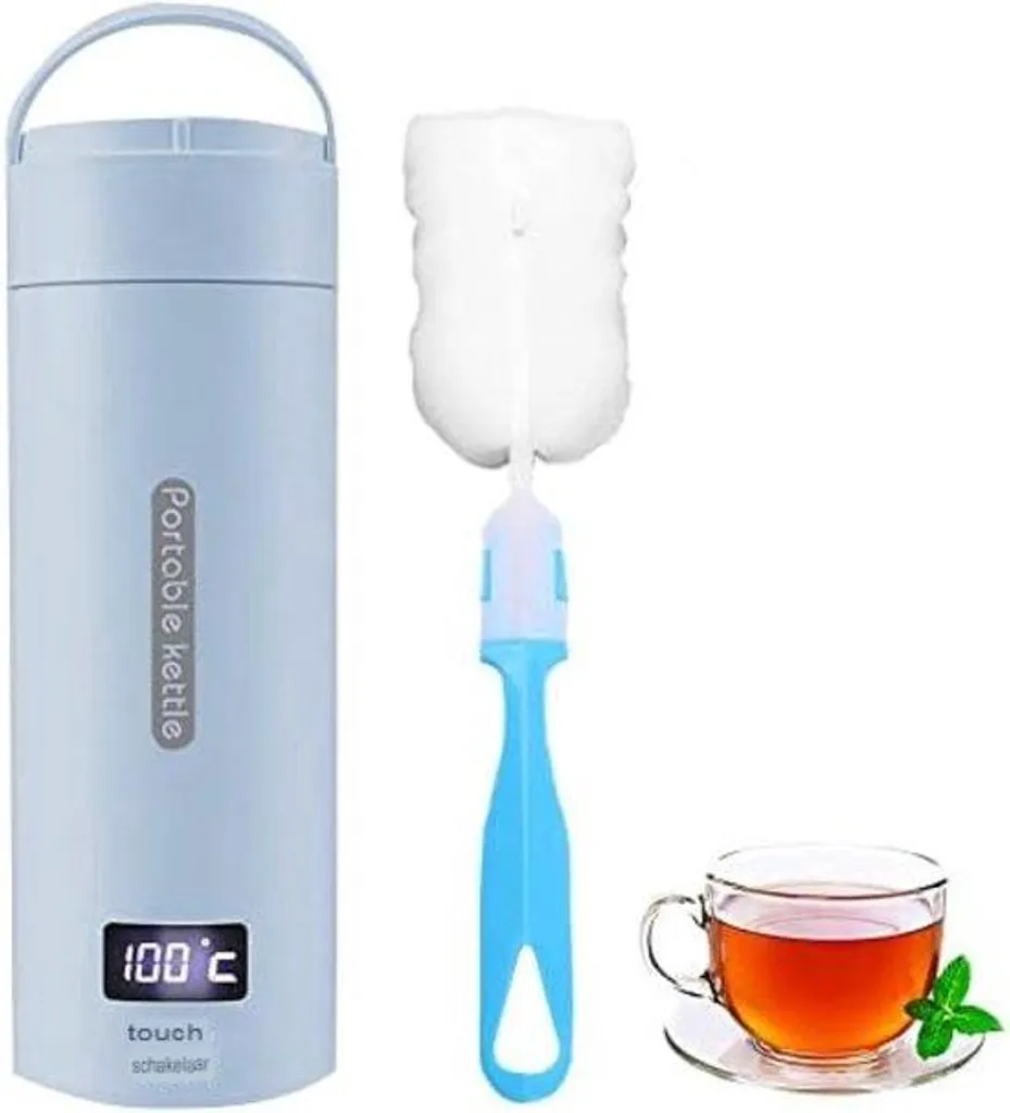 Mini-bouilloire électrique bleue 0,5L avec sélection de température