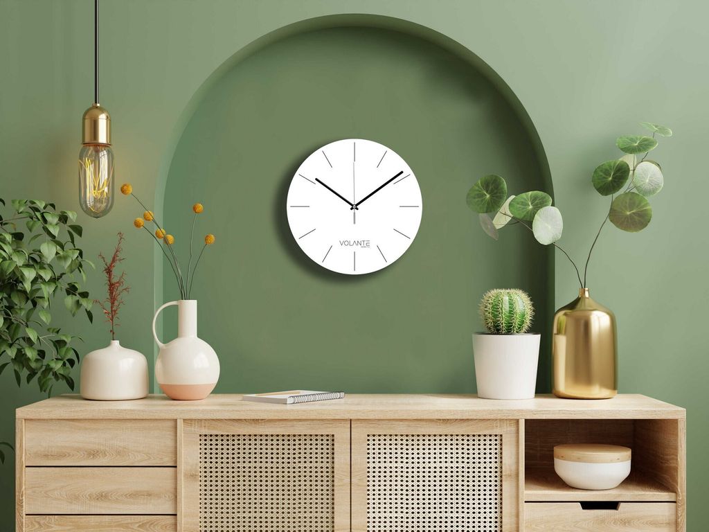 Opviq, 261212 - Byz17Syh, Dekorative Wanduhr, Weiß, 100 % KUNSTSTOFF, 30 x 30 cm