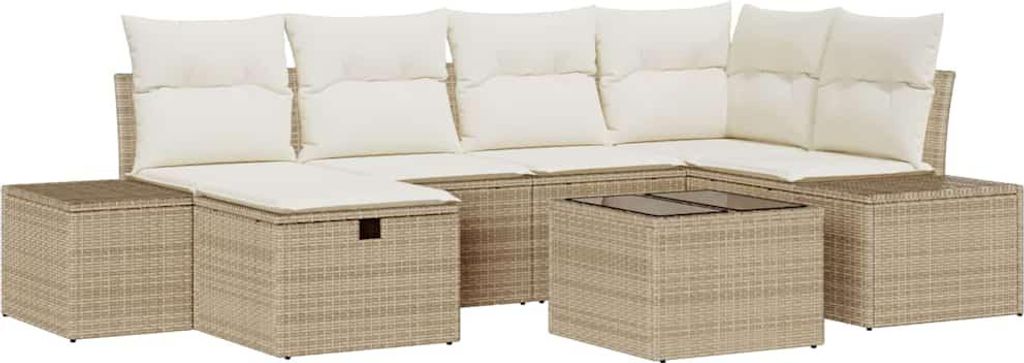"WINTER SALE" Sofa Set mit Kissen 7 pcs Poly-Rattan - 55x55x69cm - Gartensofas NeuMöbel931491