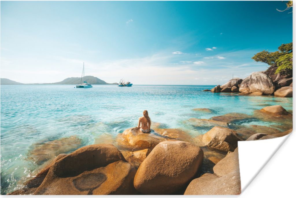MuchoWow Poster Wasser - Meer - Felsen 120x80 cm - Bilder