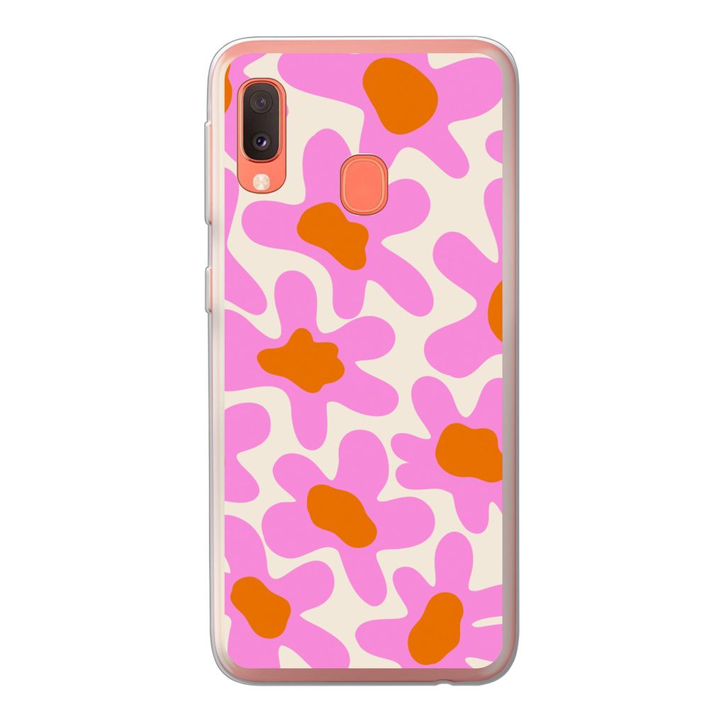 MuchoWow Handyhülle Schutzhülle Hülle für Samsung Galaxy A20e Blume - Rosa - Muster Silikon Softcase Handy Hülle - Abdeckung - Geburtstag Te...